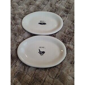 Rare Vintage Rae Dunn M By Magenta Oval Plates Set Of 2 Nest And Chirp